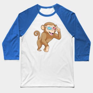 Monkey with Glasses Baseball T-Shirt